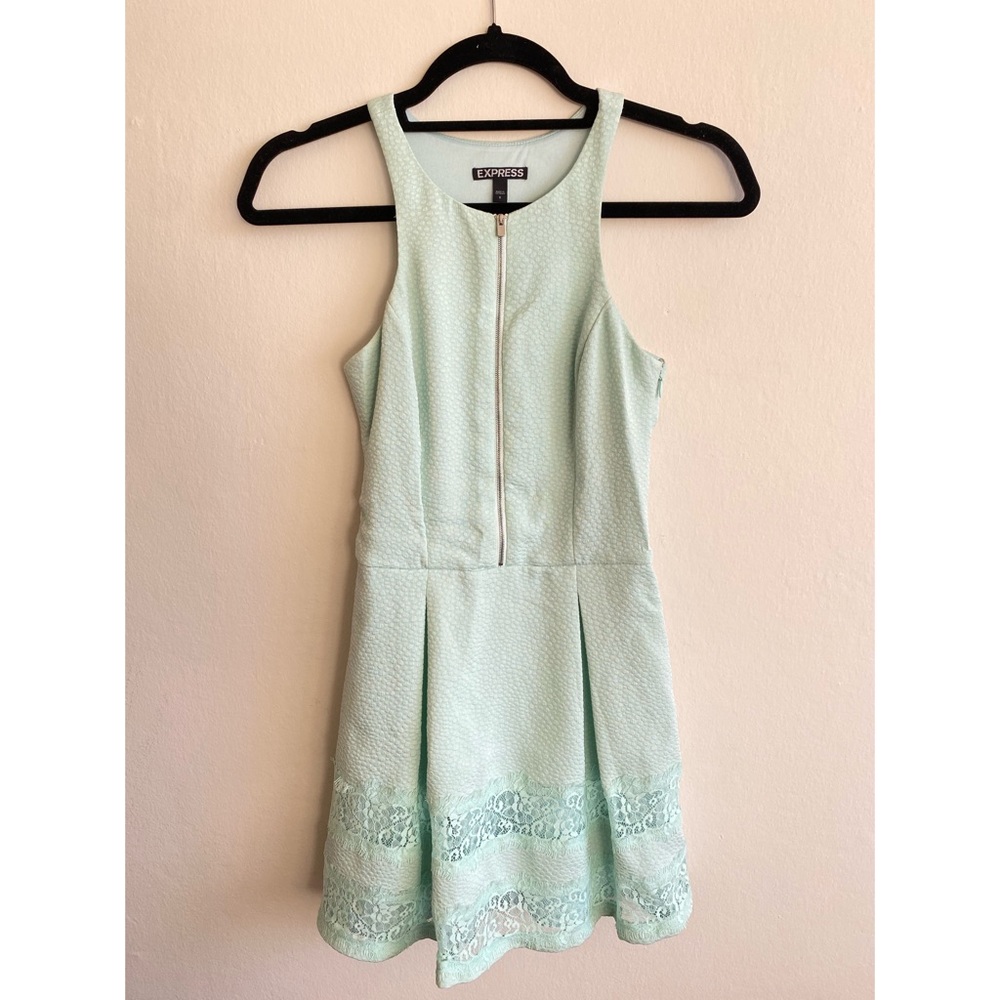 Express Mint Green Zip Front Dress with Pockets